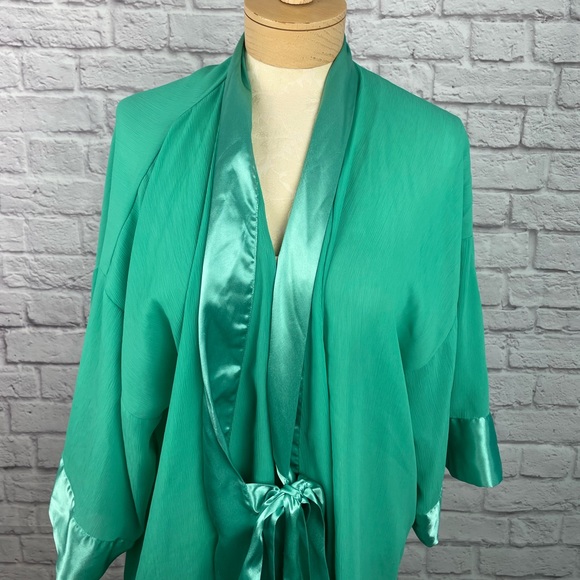 Vintage Victoria Secret Teal Robe One Size - Picture 3 of 6